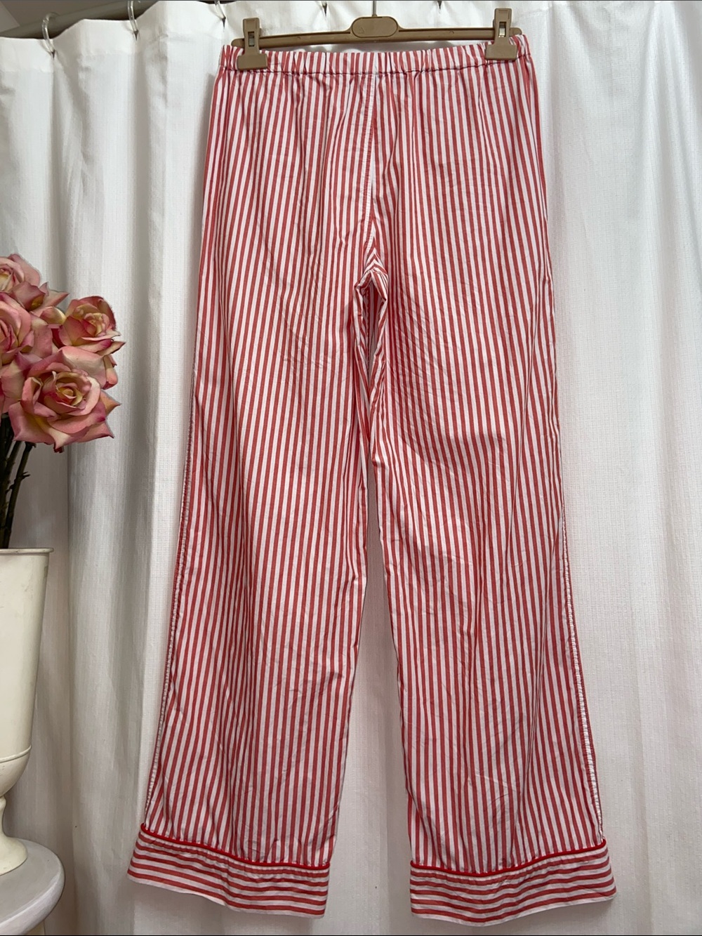 J.Crew Red and White Striped 100% Cotton PJ Style Pants - Picture 4 of 9